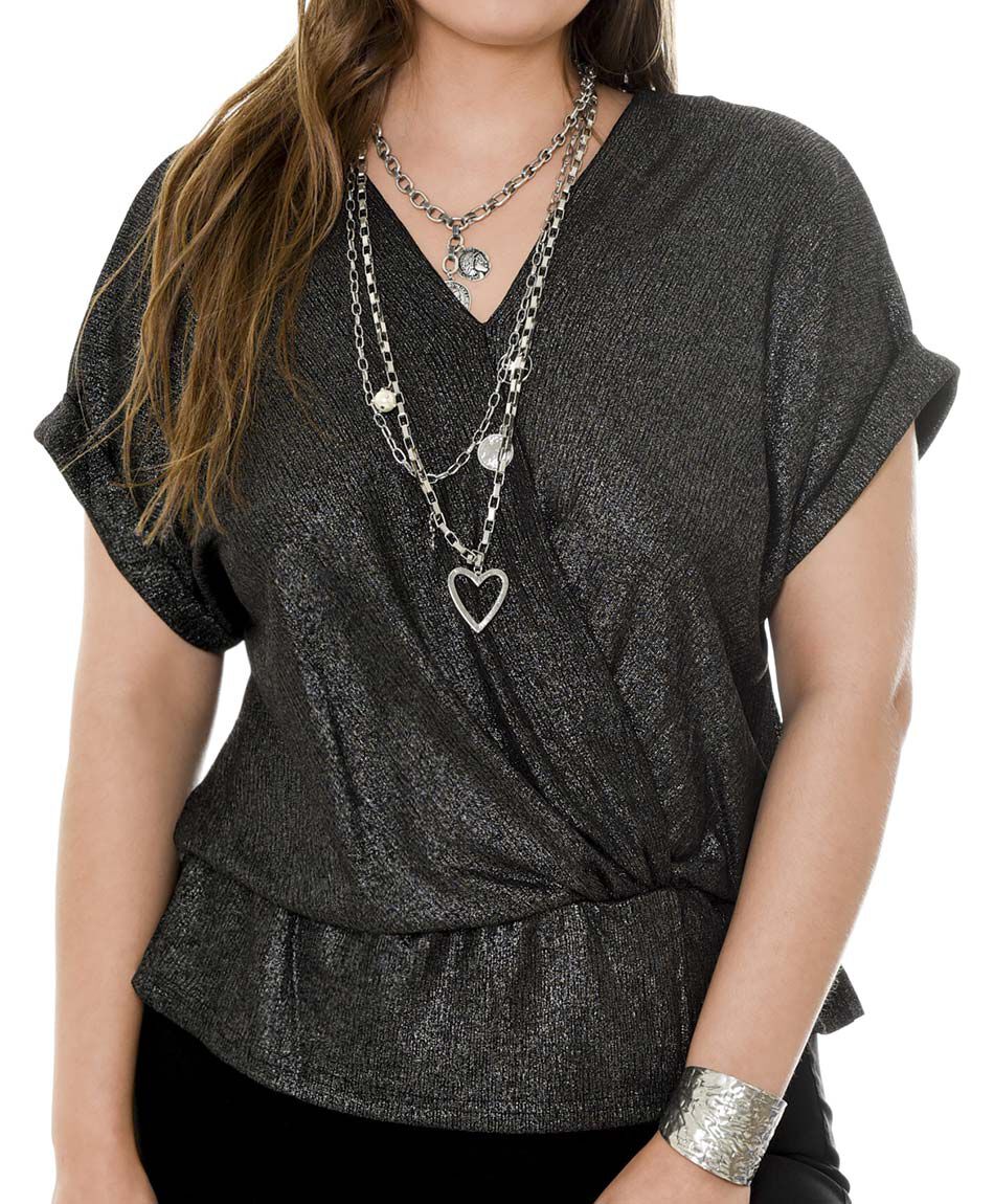 Polera plizada plata