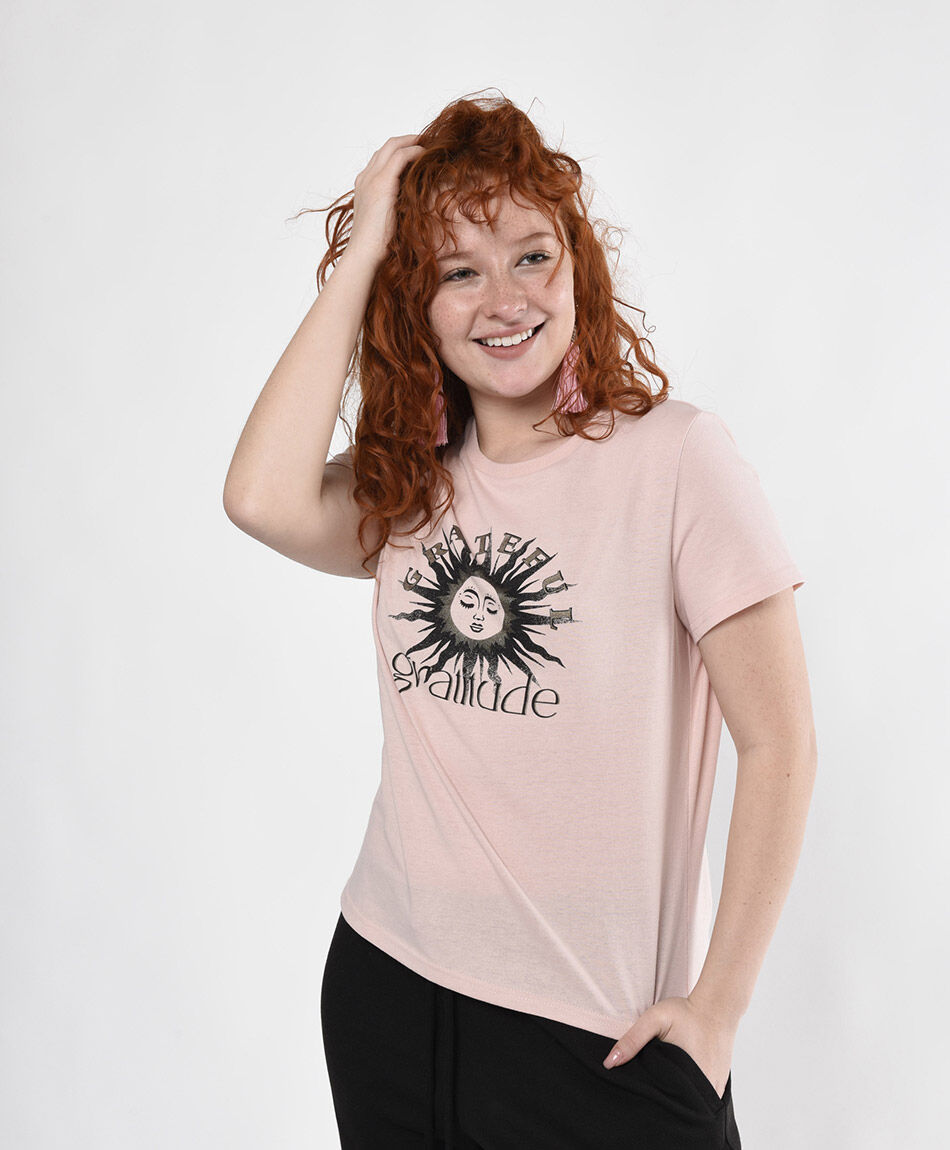 Polera mujer sol estampado