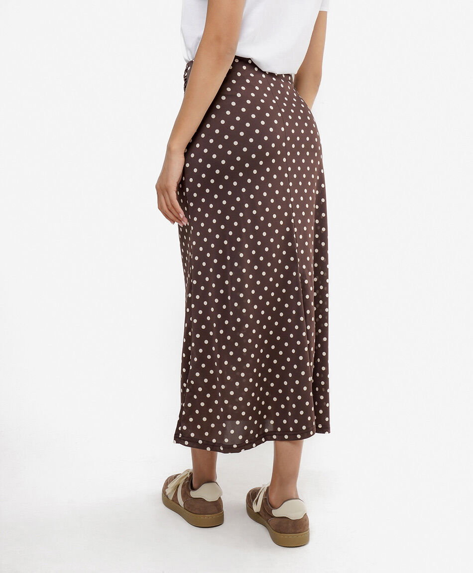 Falda mujer dise&ntilde;o lunares brown