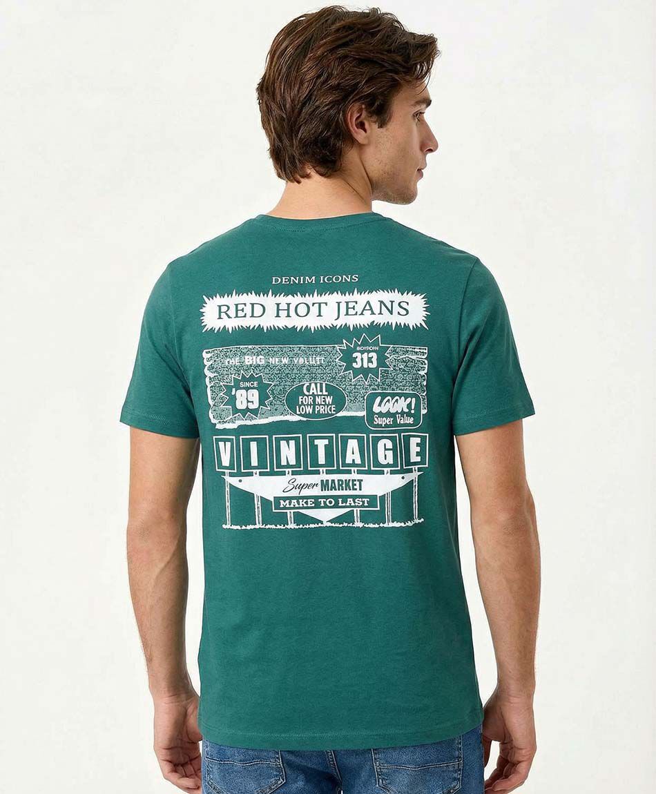 Polera hombre doble print vintage