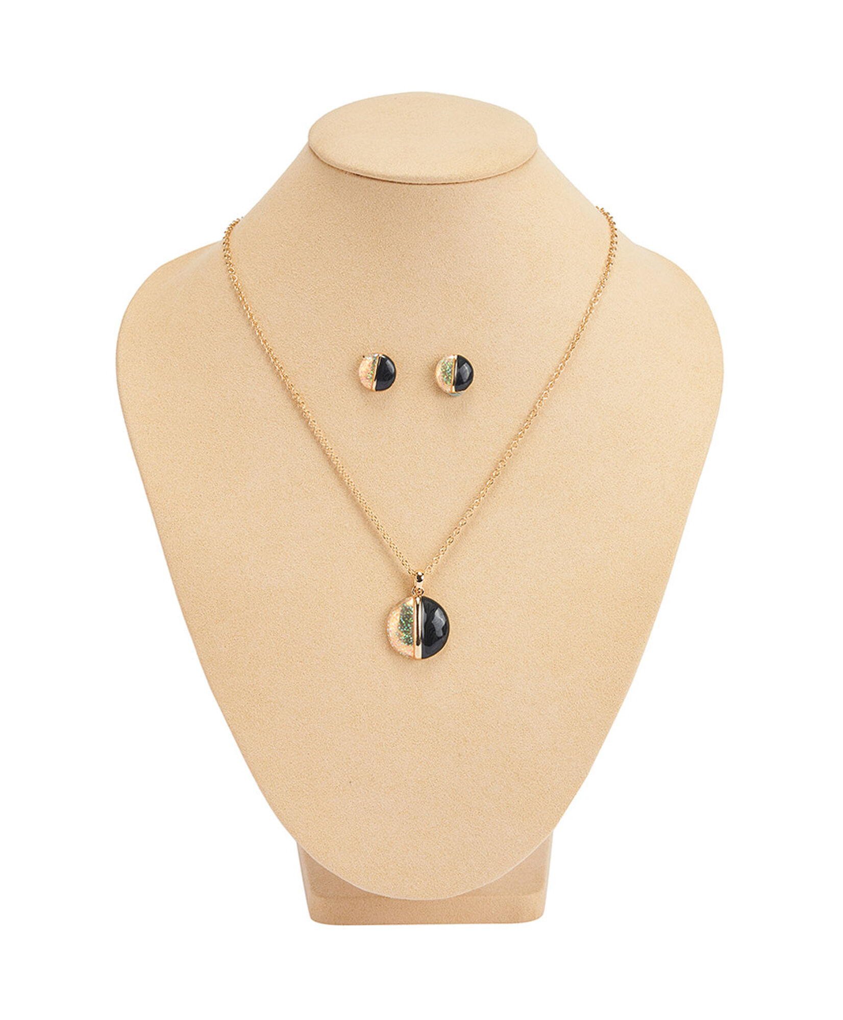 Set collar + aros mujer negro y dorado Set collar + aros mujer negro y dorado