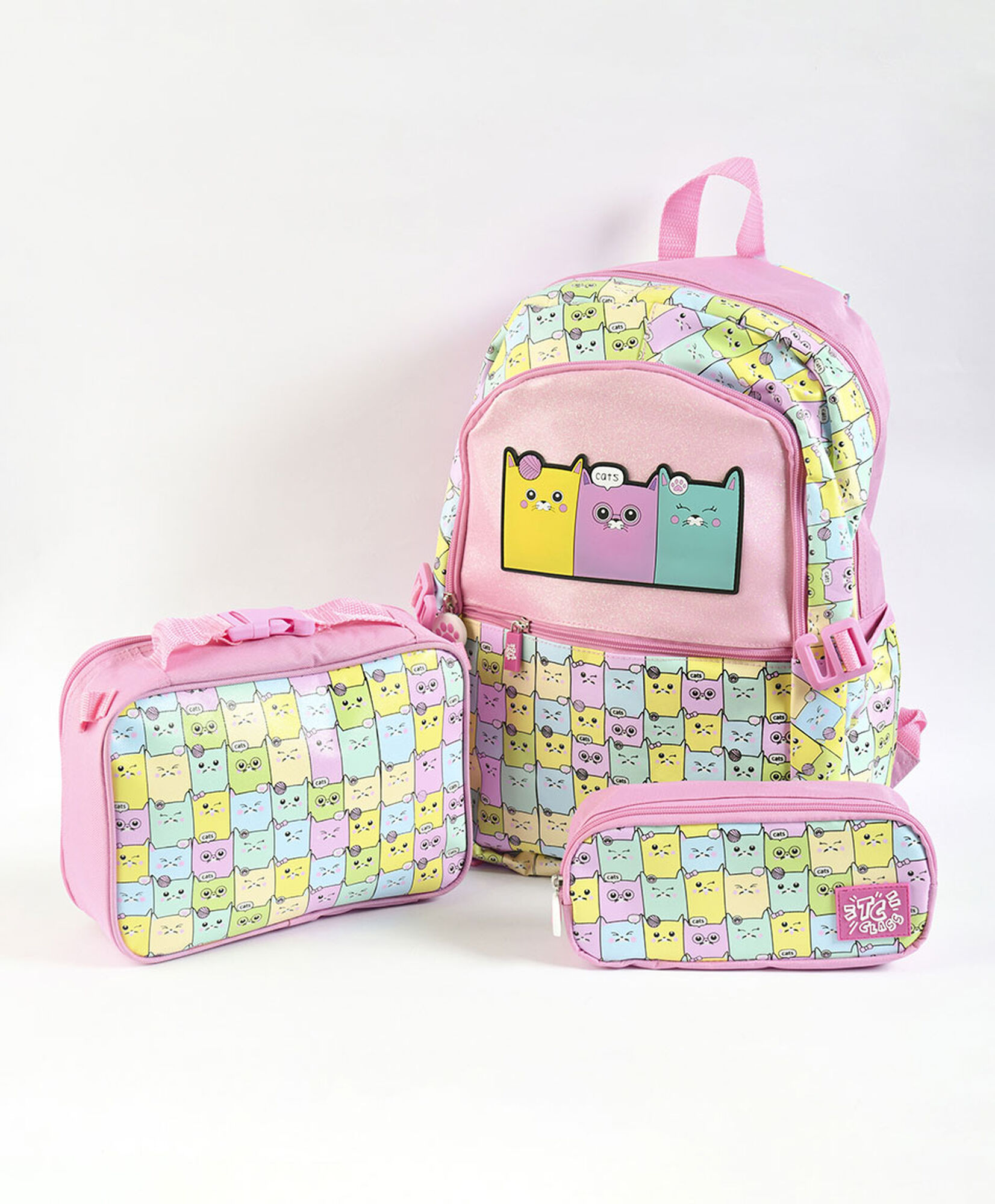 Pack mochila y accesorios escolares gatos Pack mochila y accesorios escolares gatos