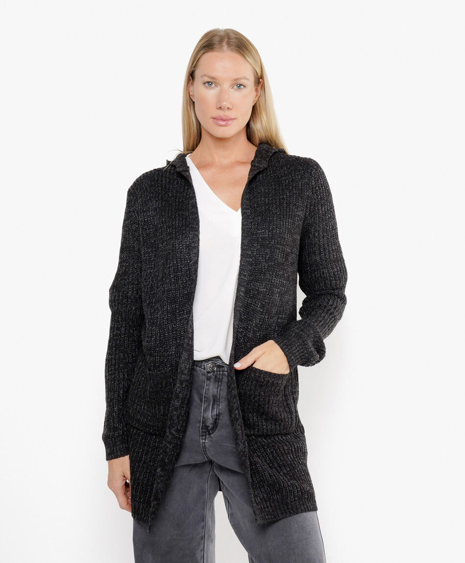Cardigan mujer largo con gorro