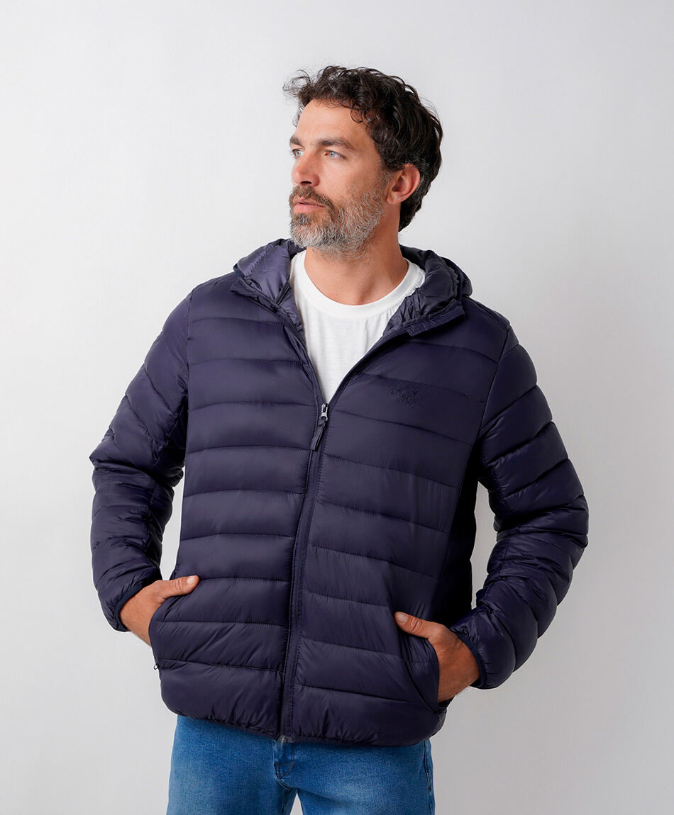 Parka hombre azul gorro