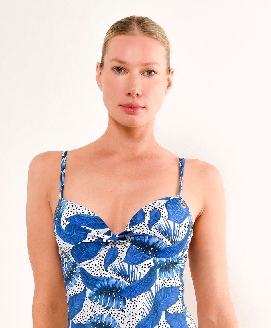 Traje de ba&ntilde;o mujer hojas blue