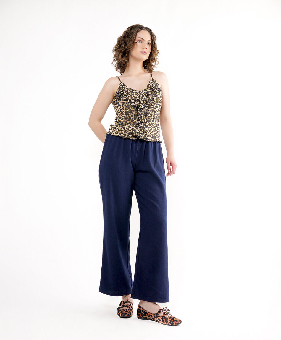 Pantal&oacute;n mujer lino azul