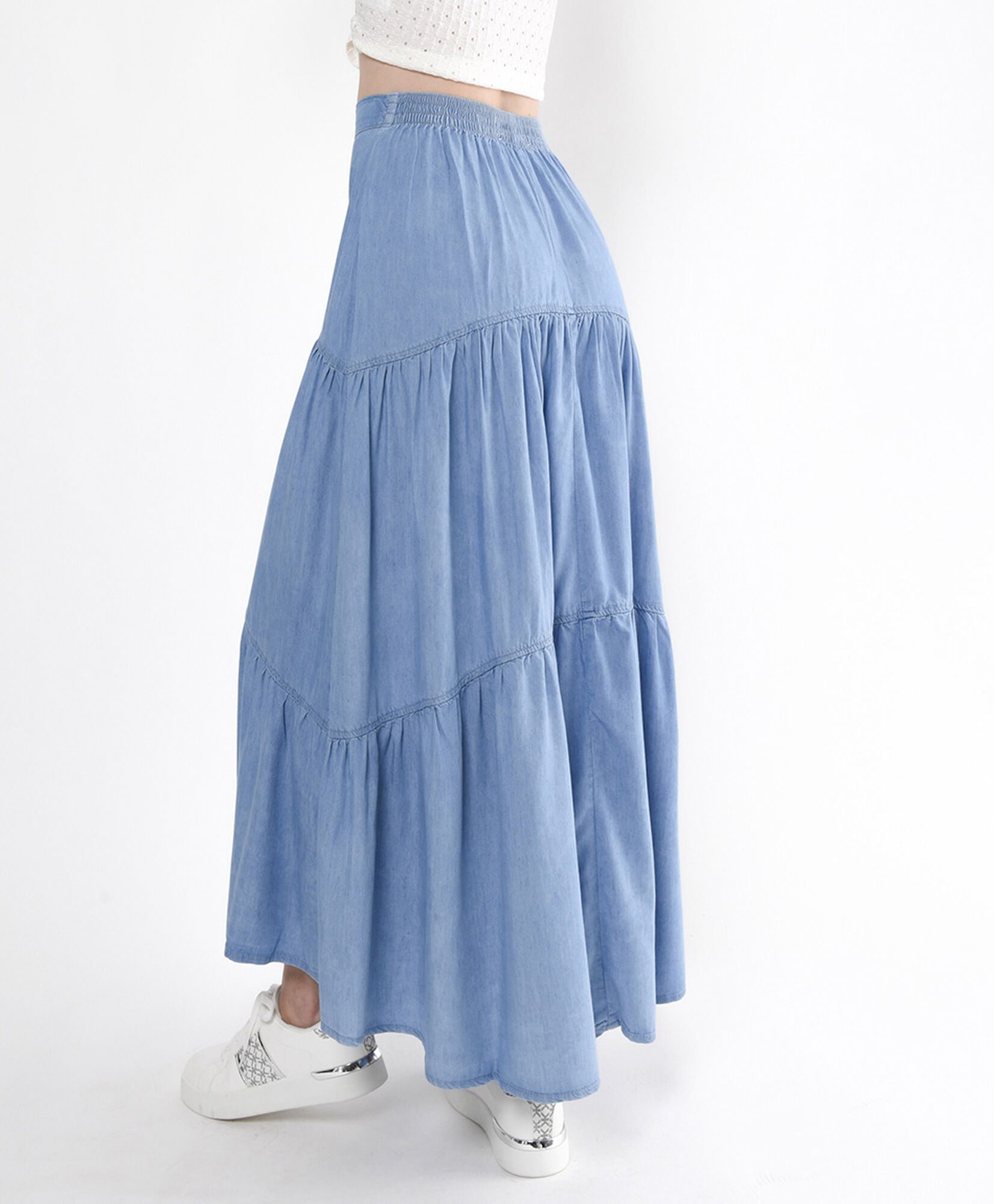 Falda larga mujer denim pisos Falda larga mujer denim pisos