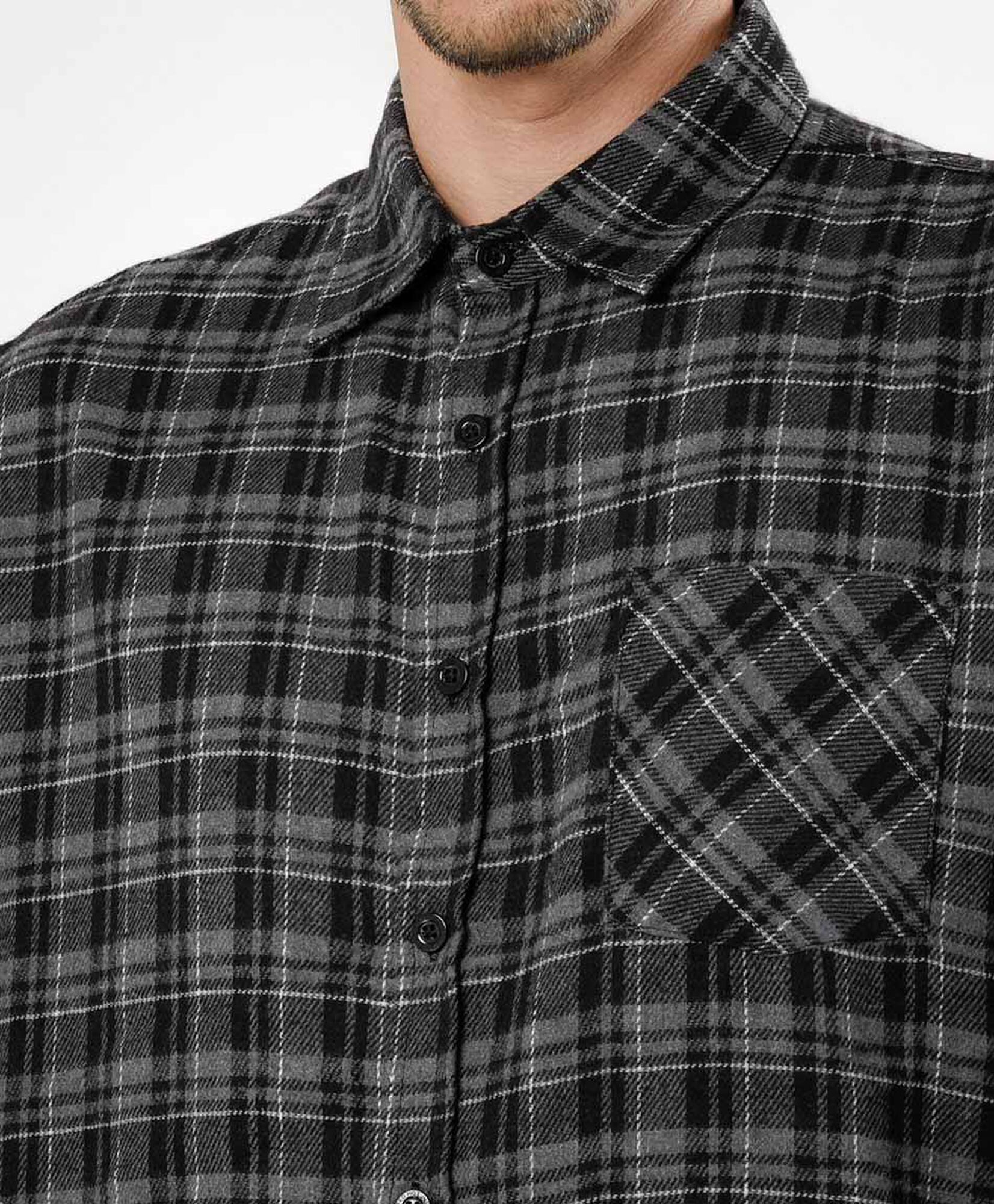 Camisa hombre franela cuadrille gris Camisa hombre franela cuadrille gris