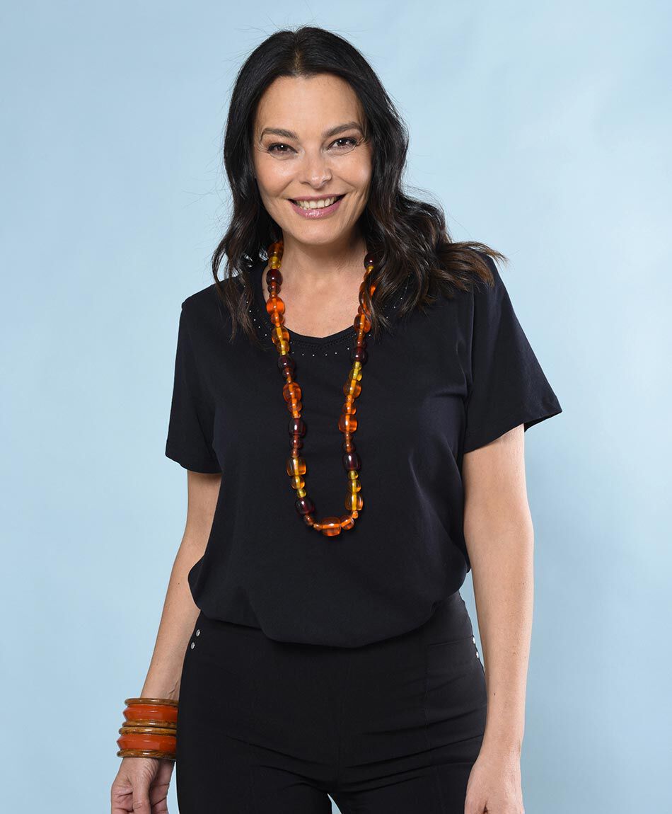 Polera manga corta cuello redondo