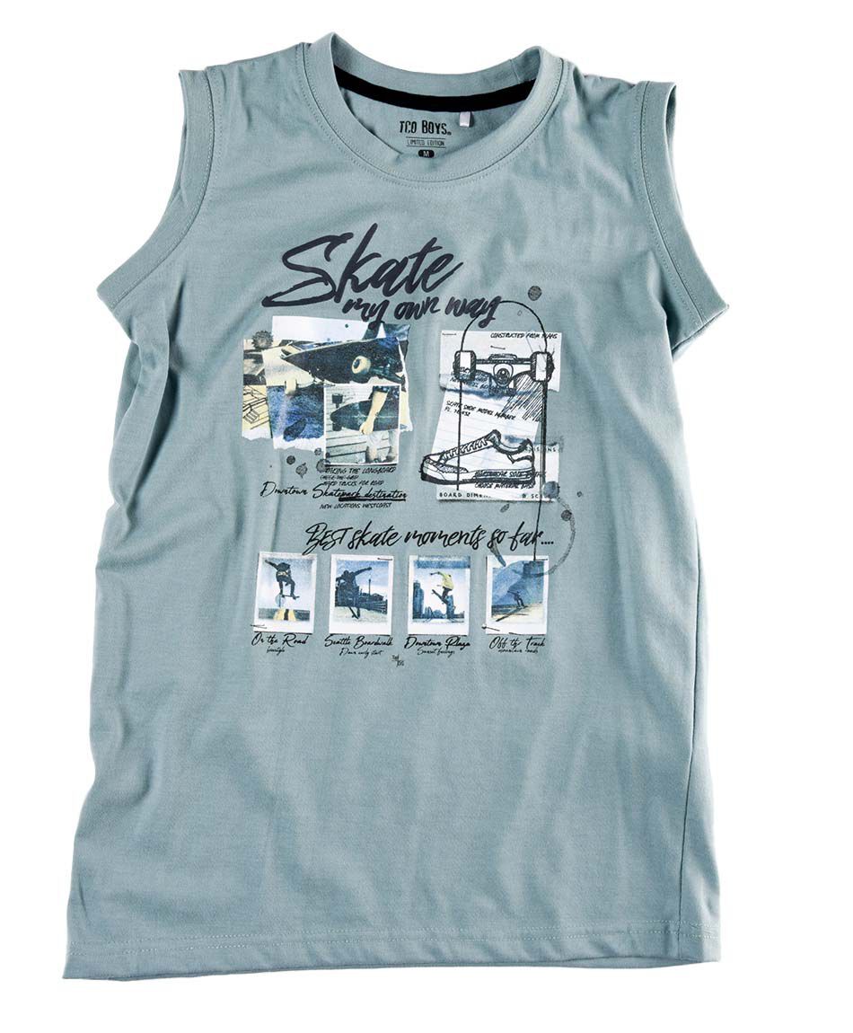 Polera sin mangas cuello redondo