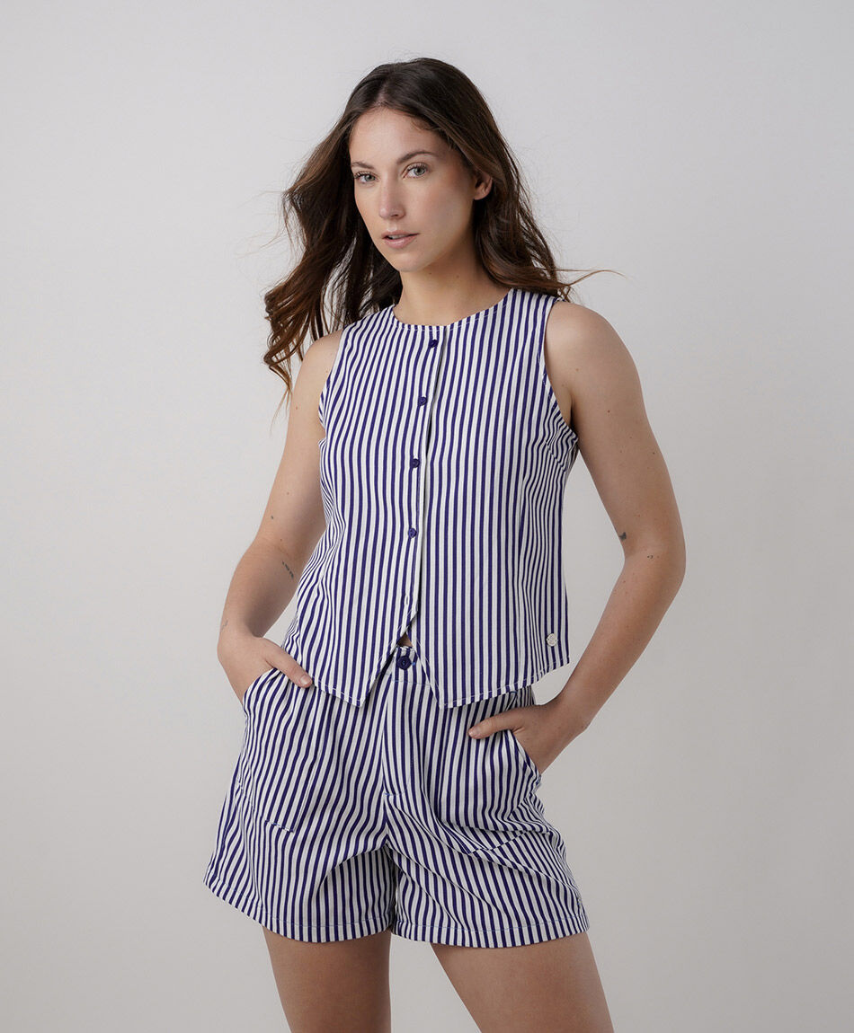 Short mujer rayas bolsillos