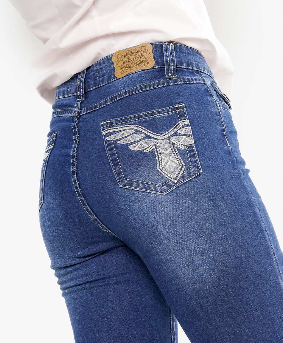 Jeans mujer flare detalles  bordados