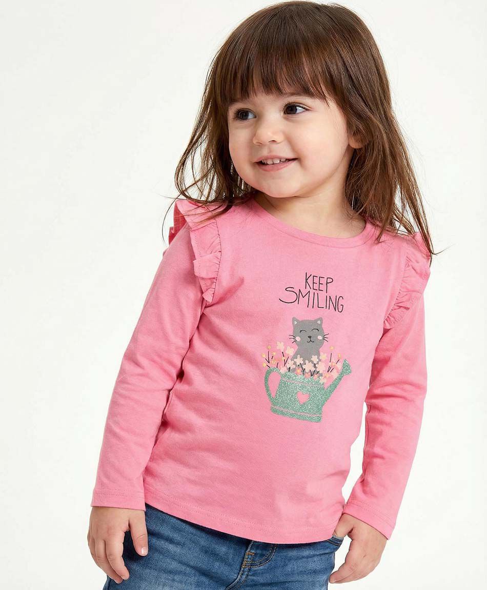 Polera beb&eacute; estampado gatuno