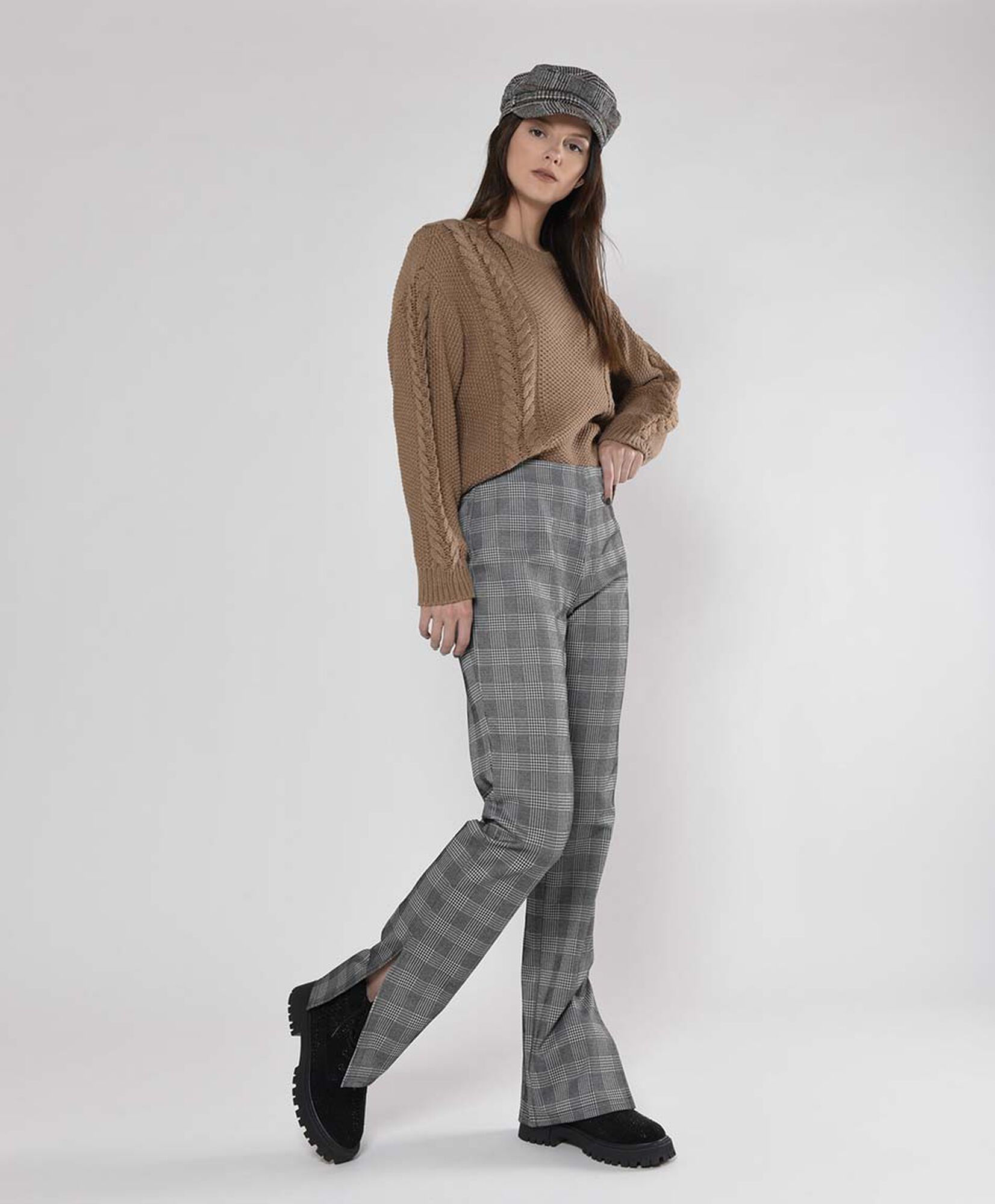 Pantalón mujer tartán y pied de poule Pantalón mujer tartán y pied de poule