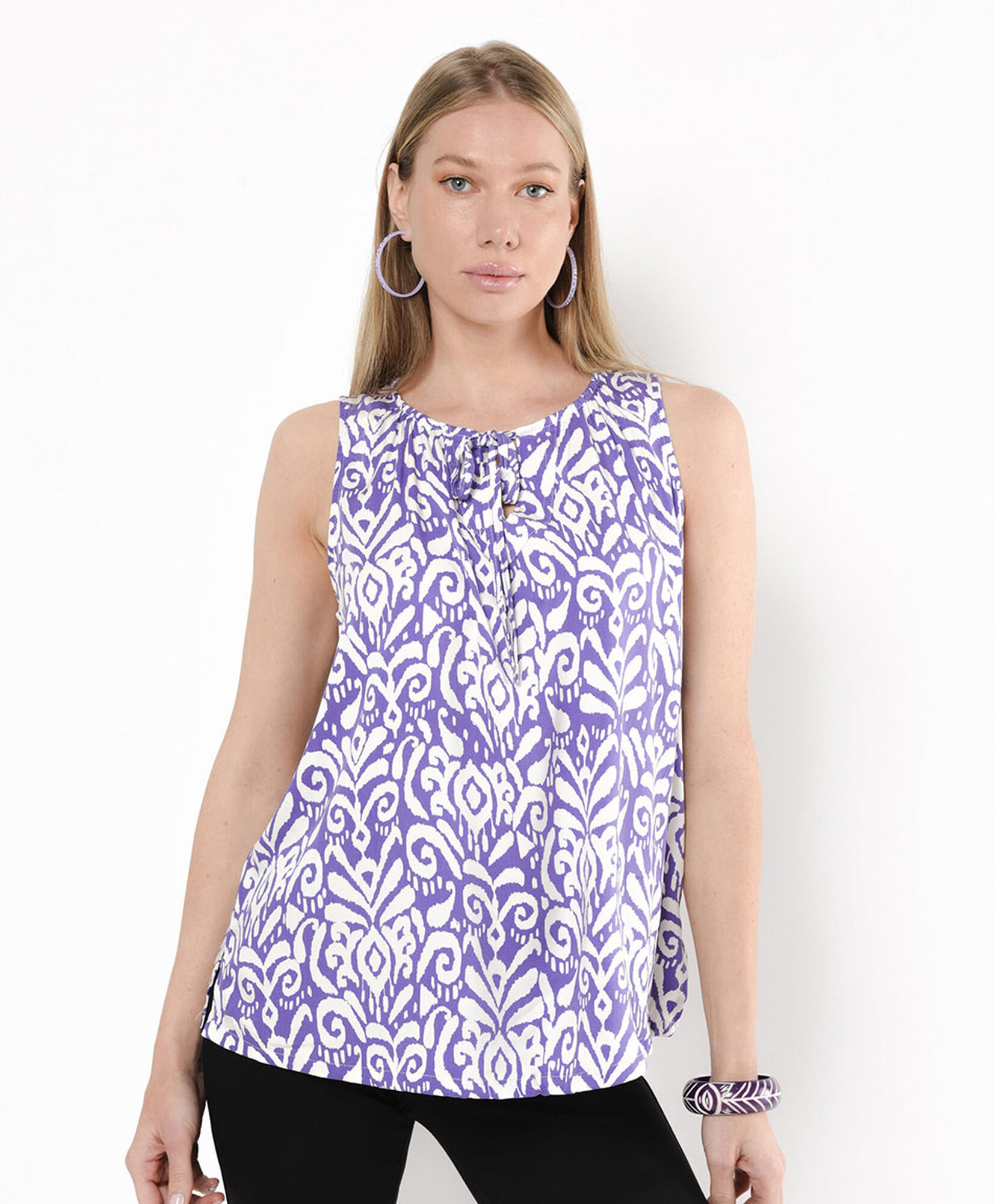 Blusa mujer estampada lazo frontal Blusa mujer estampada lazo frontal