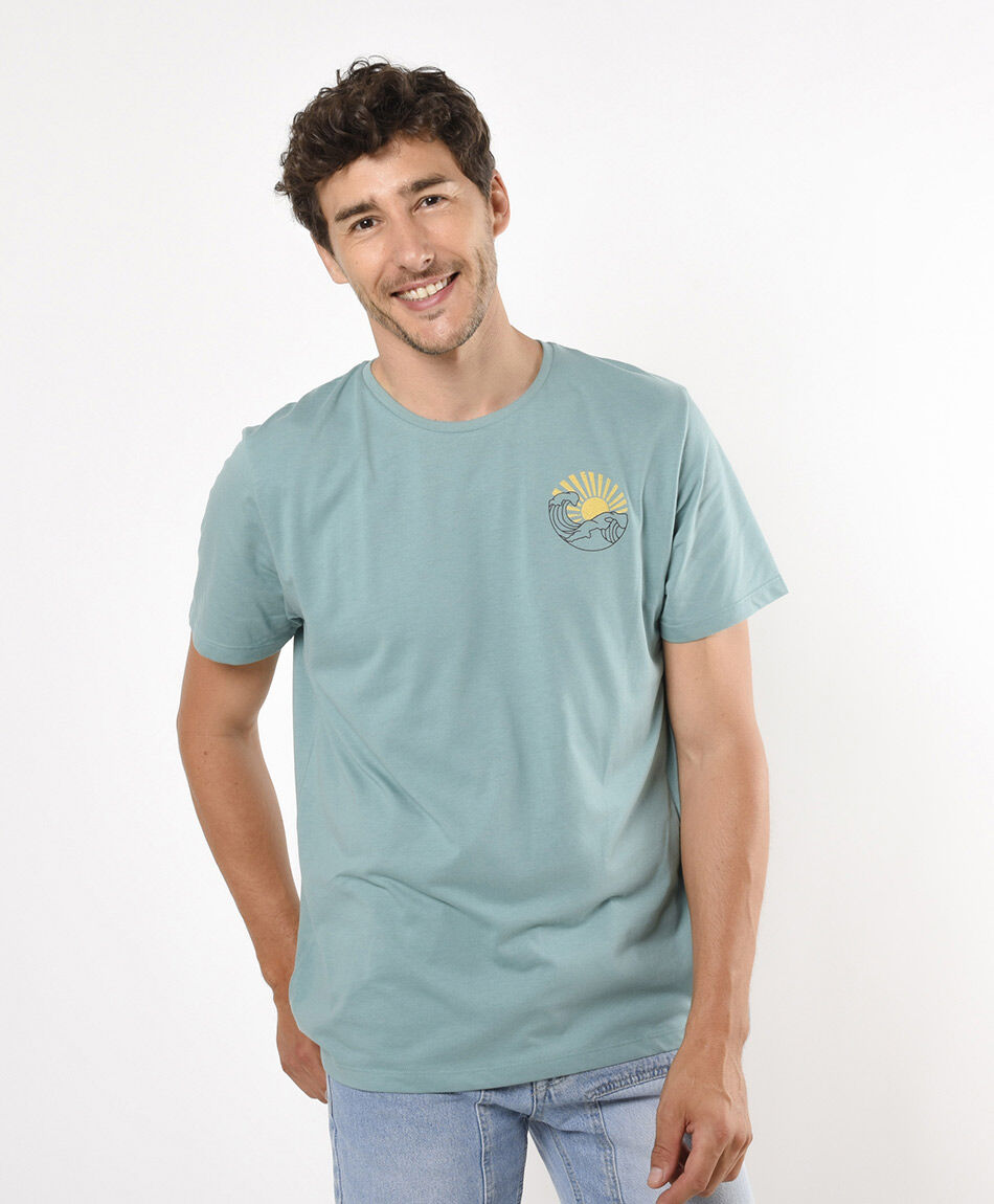 Polera hombre doble estampado olas