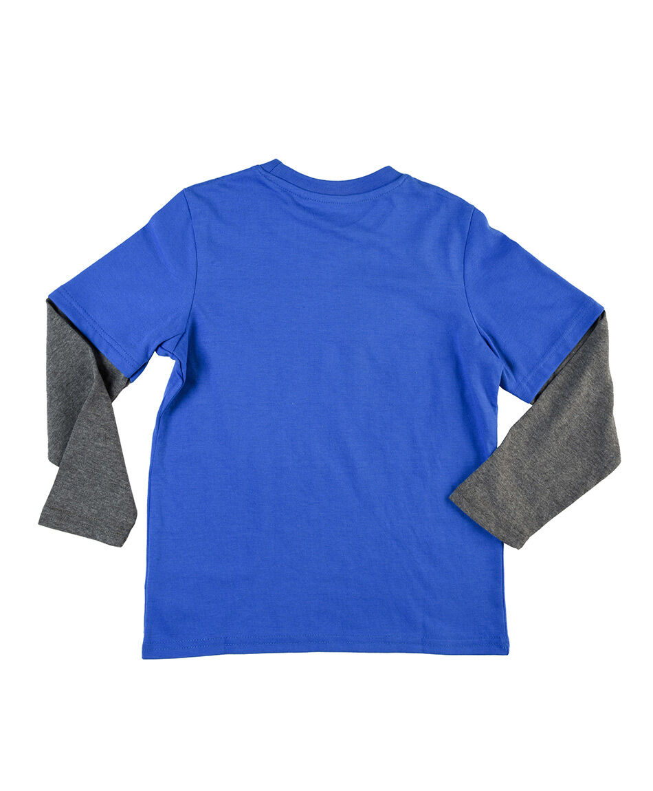 Polera ni&ntilde;o bicolor lentes manga larga