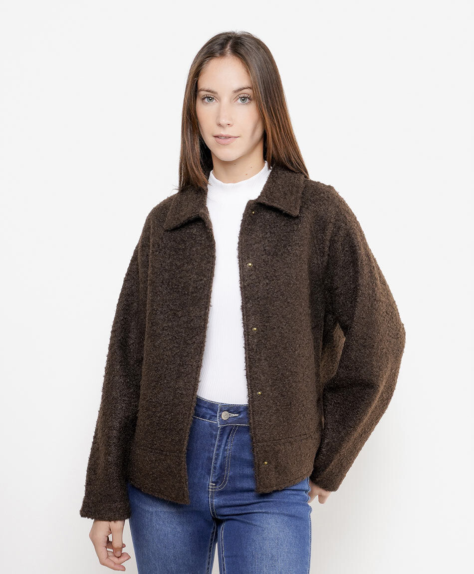 Chaqueta mujer textura caf&eacute;