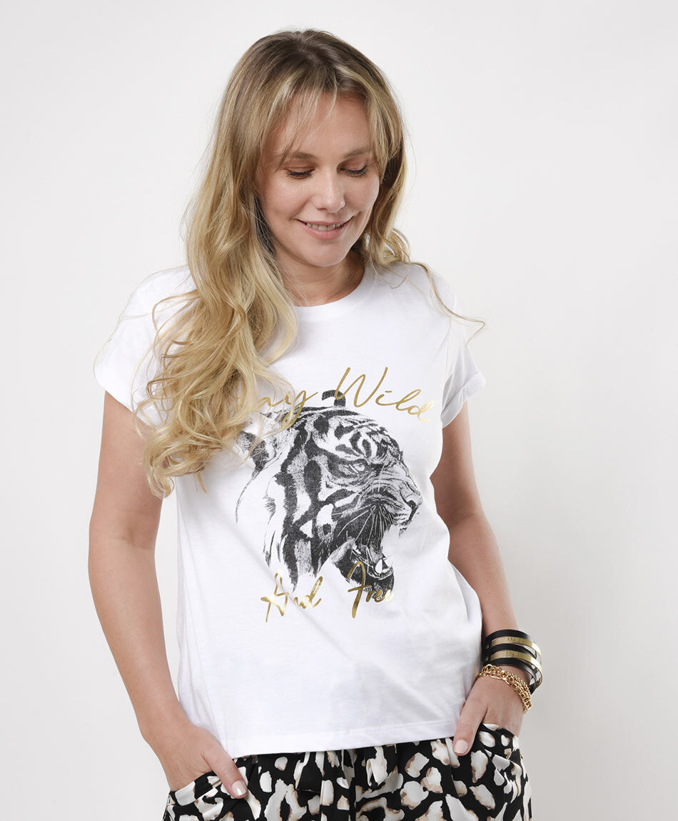 Polera mujer estampado tigre