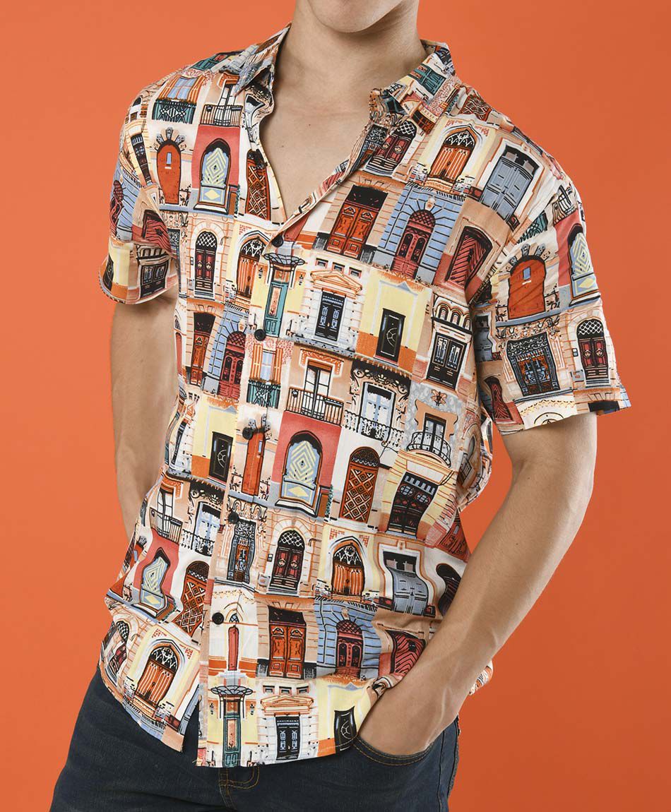 Camisa estampado gr&aacute;fico manga corta
