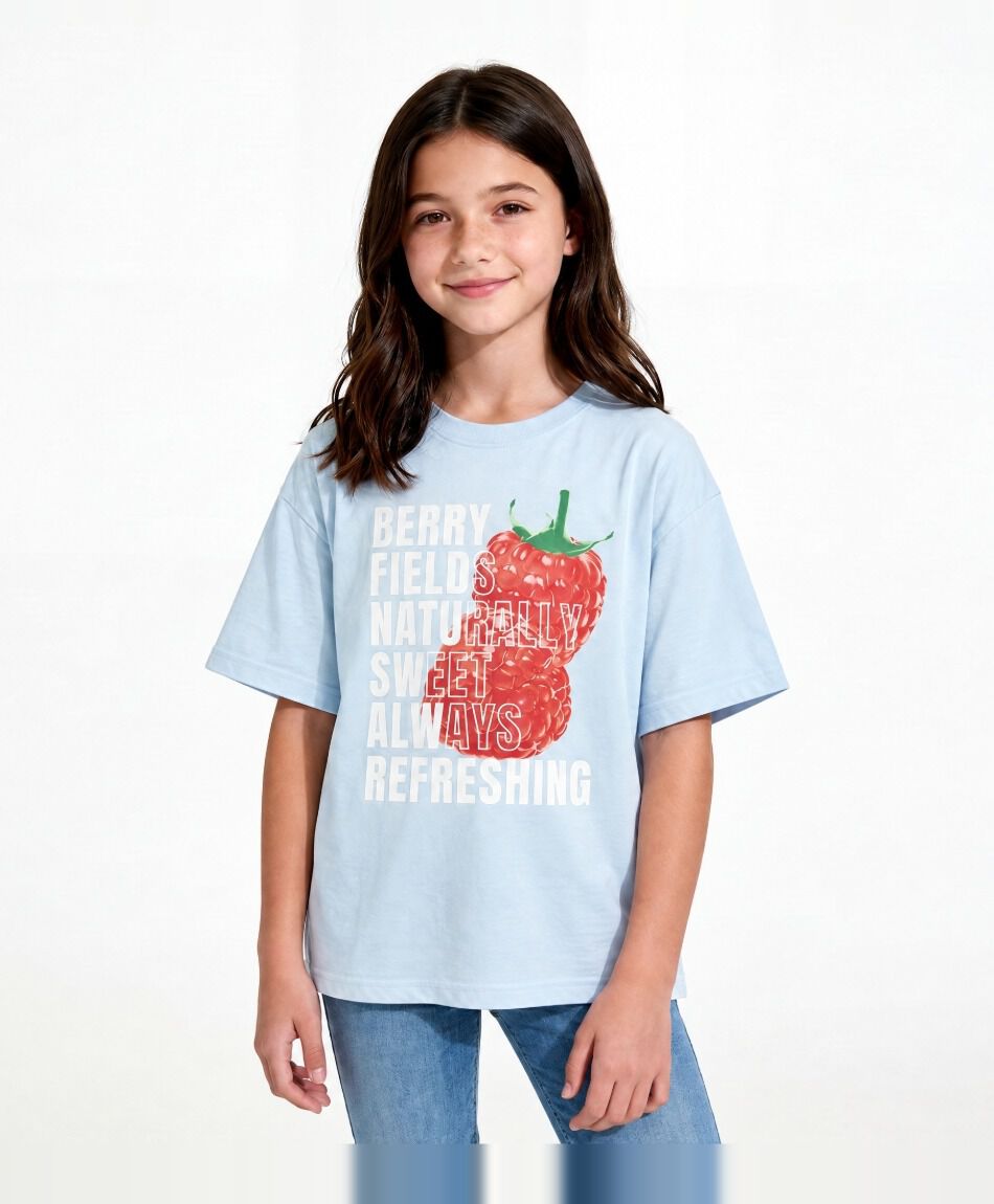 Polera ni&ntilde;a oversize berry