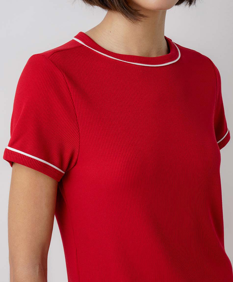 Polera mujer canal&eacute; contraste roja