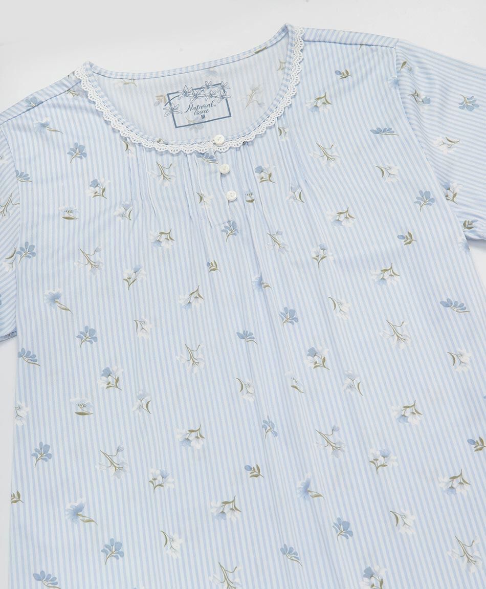 Camisa de dormir mujer rayas y flores