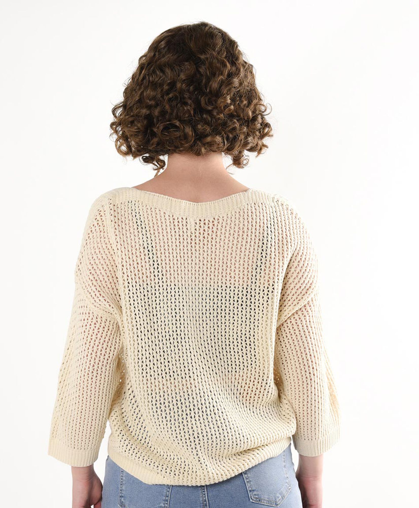 Sweater mujer calado cuello v Sweater mujer calado cuello v
