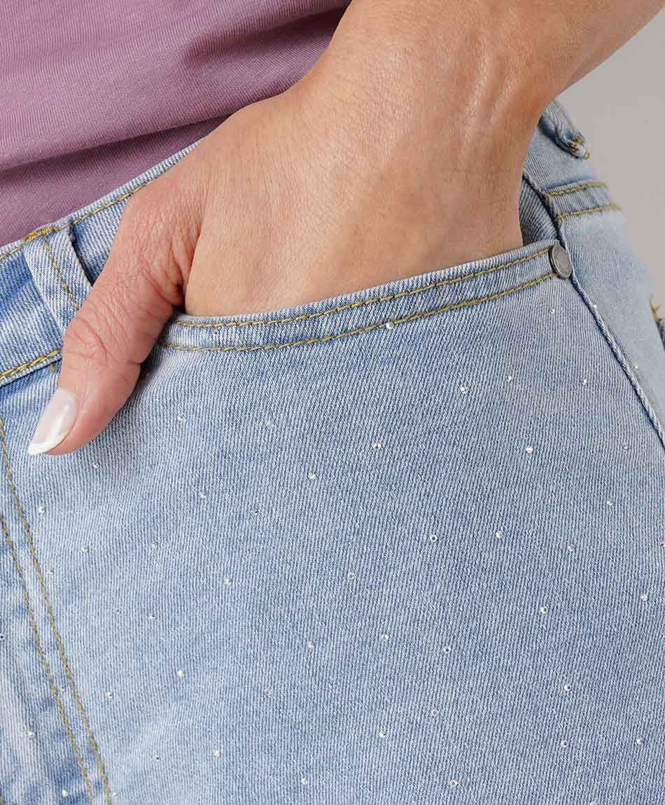 Jeans mujer mini brillos