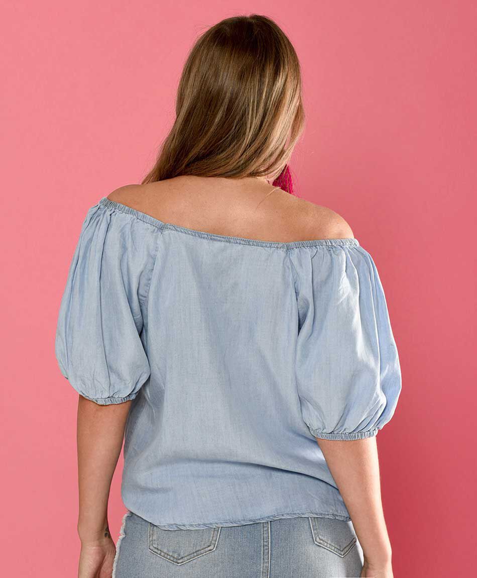 Blusa tencel manga puff