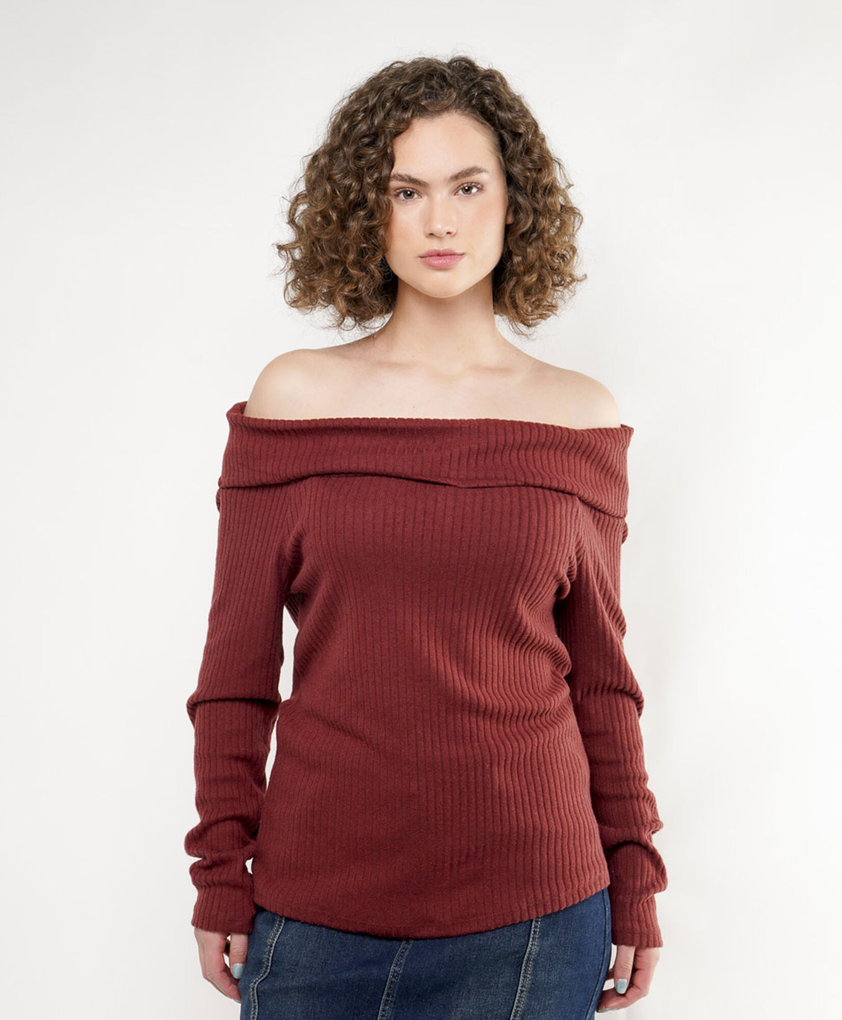 Polera mujer cuello banda Polera mujer cuello banda