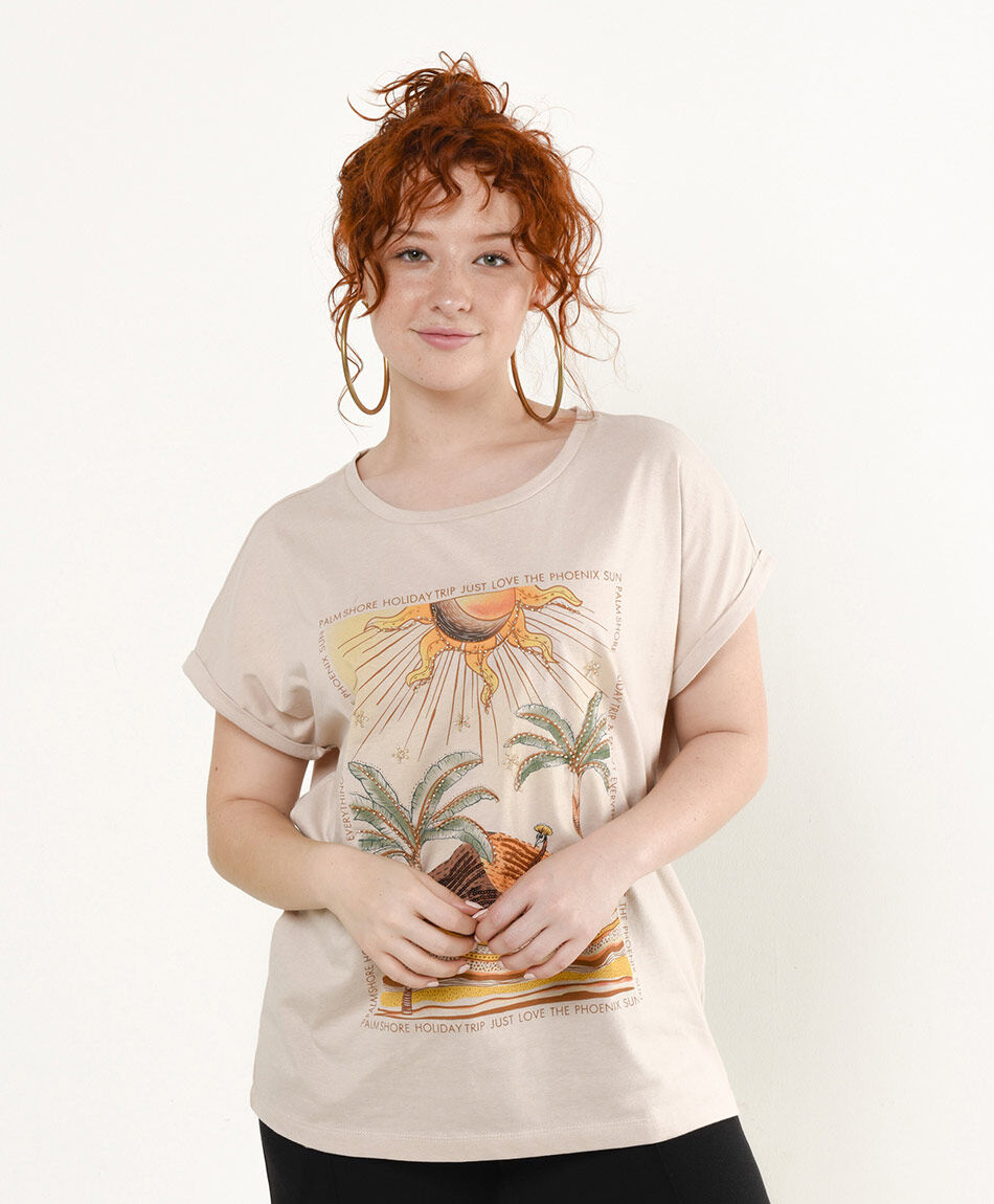 Polera mujer estampado playa