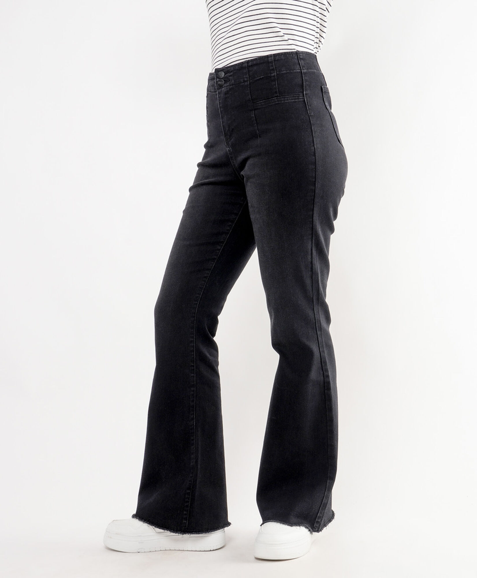 Jeans mujer pinzas pretina flare Jeans mujer pinzas pretina flare