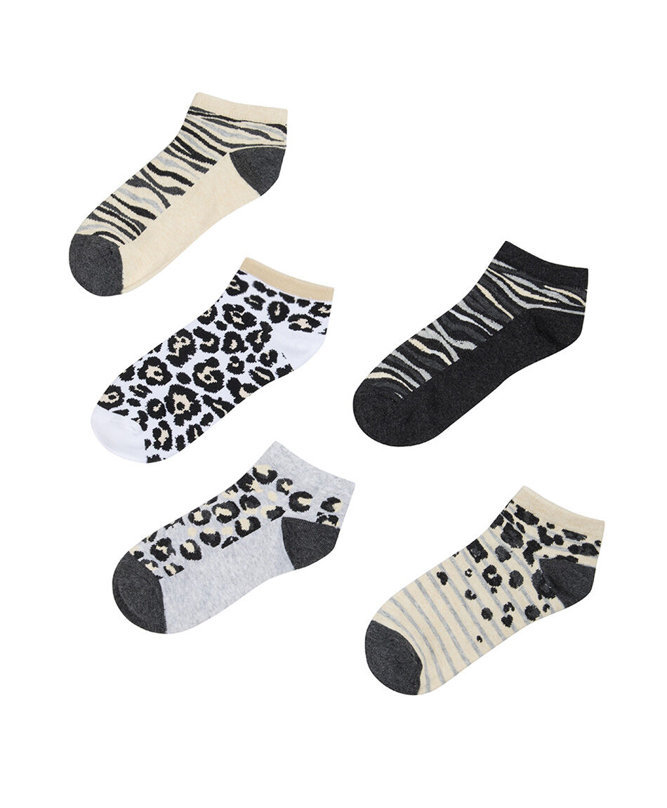 Pack 5 calcetines mujer cortos animal print