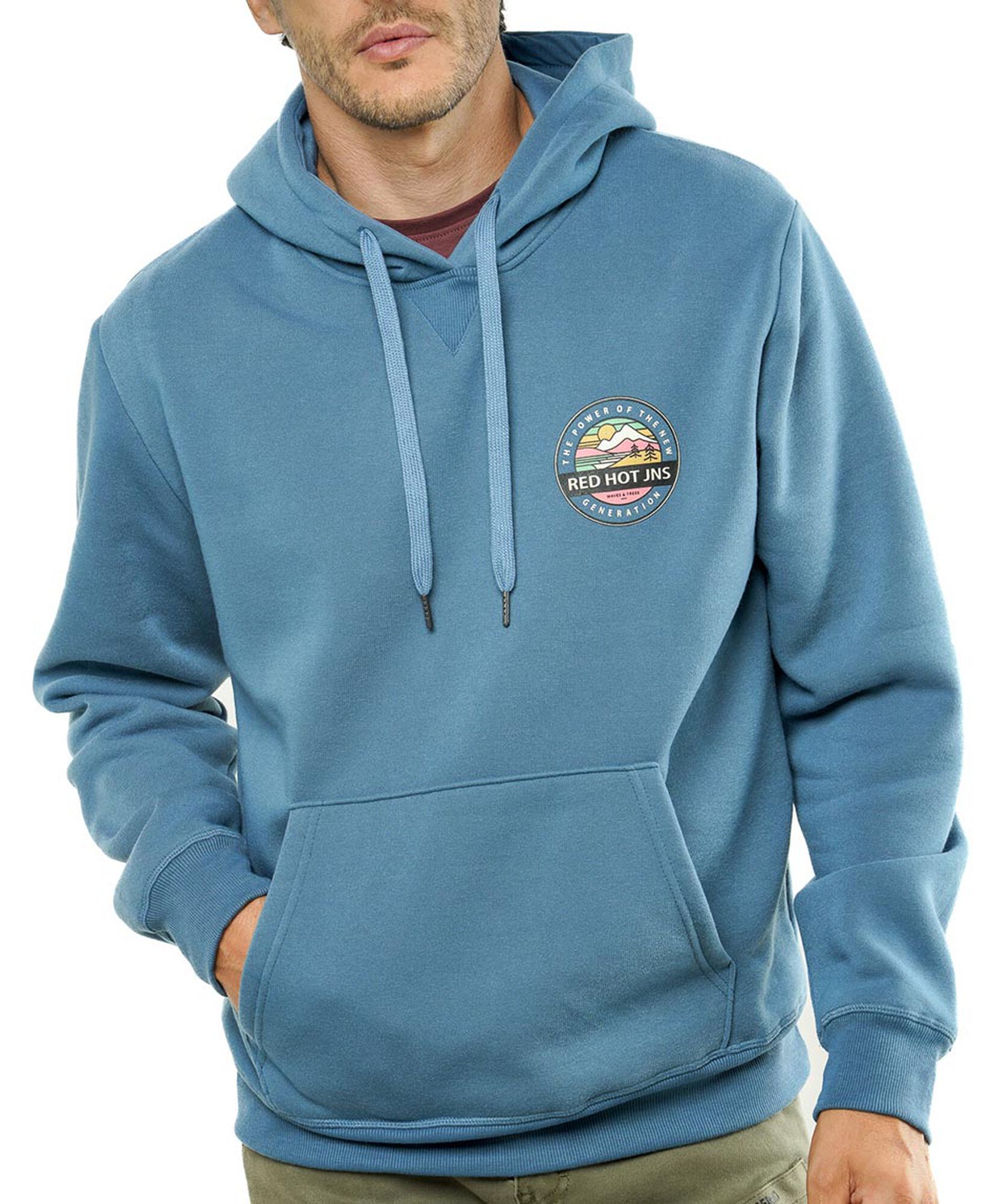 Polerón hombre doble estampado montaña Polerón hombre doble estampado montaña