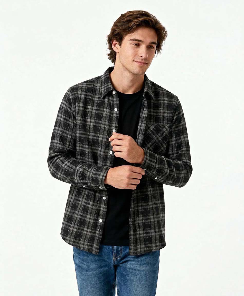 Camisa hombre franela gris