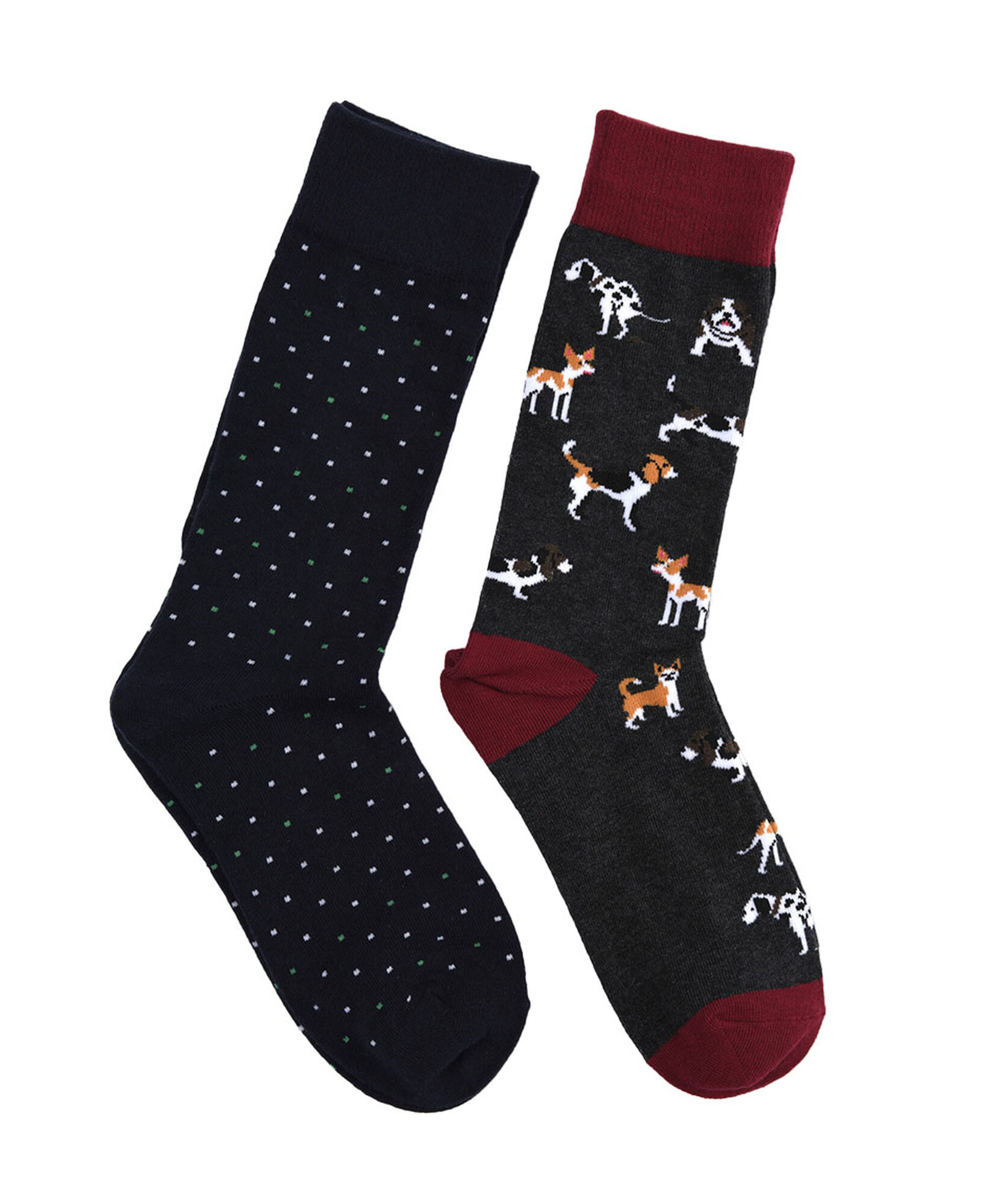 Pack 2 calcetines hombre perritos y puntos Pack 2 calcetines hombre perritos y puntos