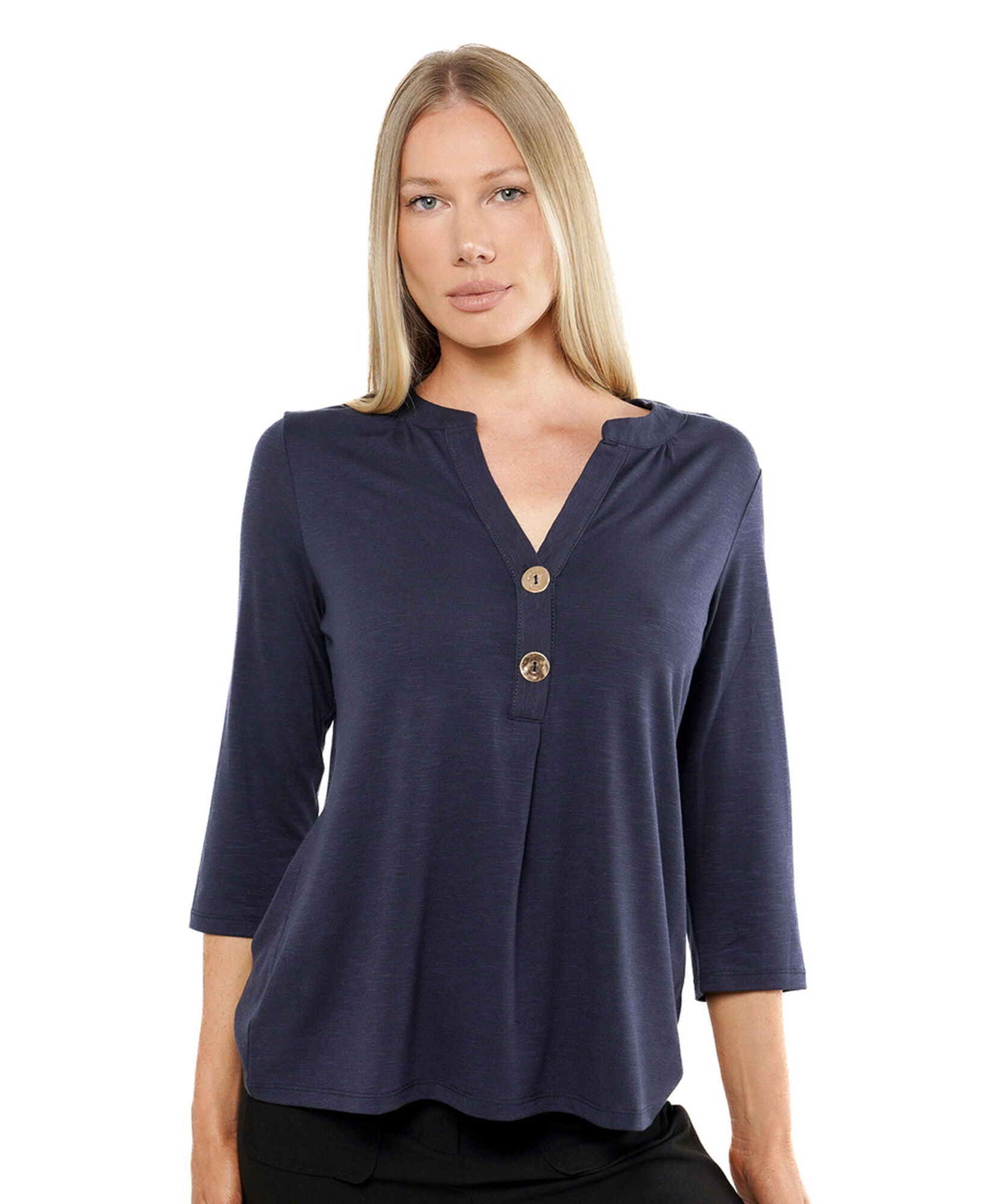 Polera mujer doble botón azul Polera mujer doble botón azul