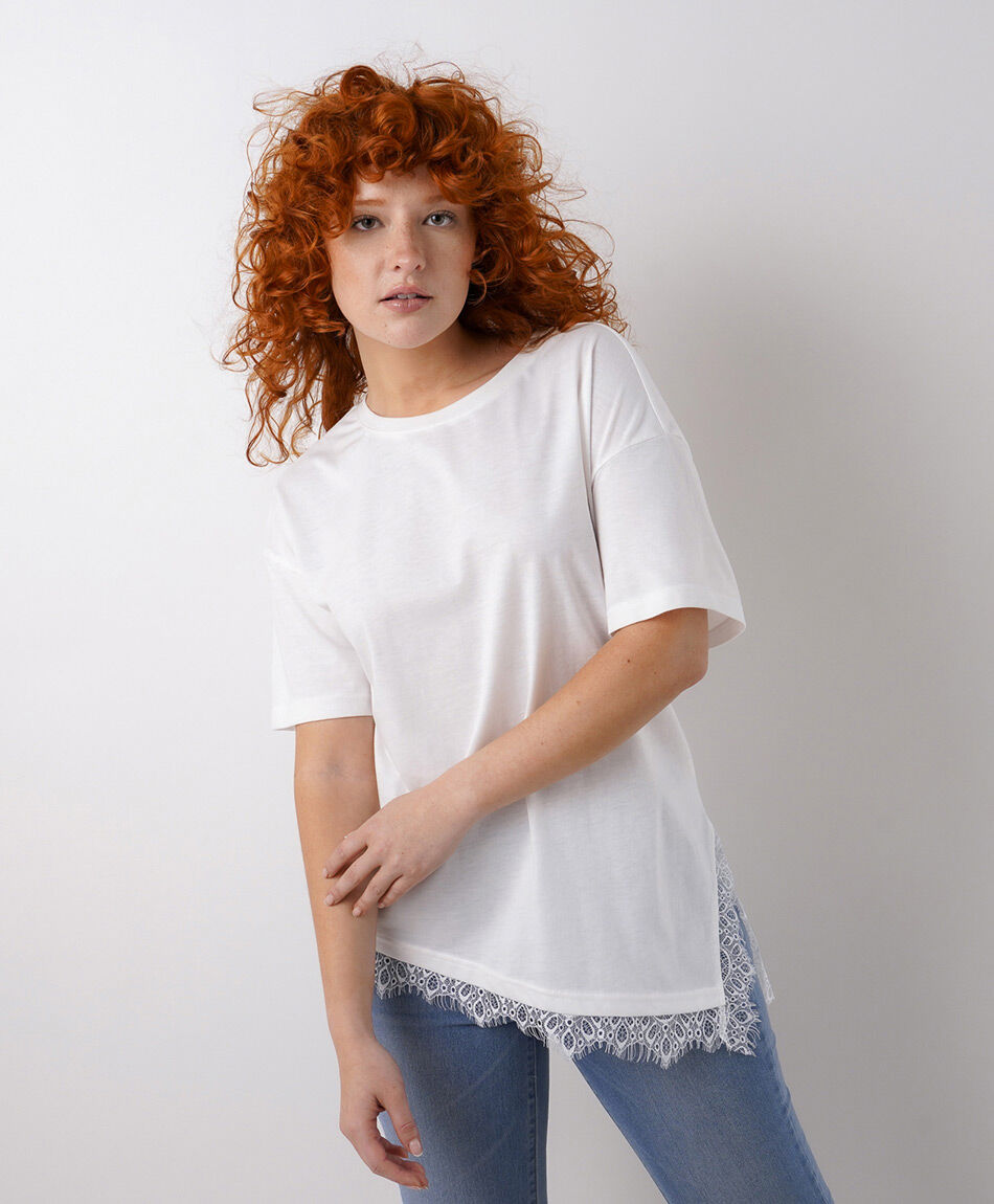 Polera mujer encaje inferior