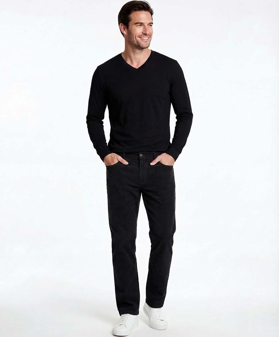 Pantal&oacute;n hombre dise&ntilde;o corderoy gris oscuro