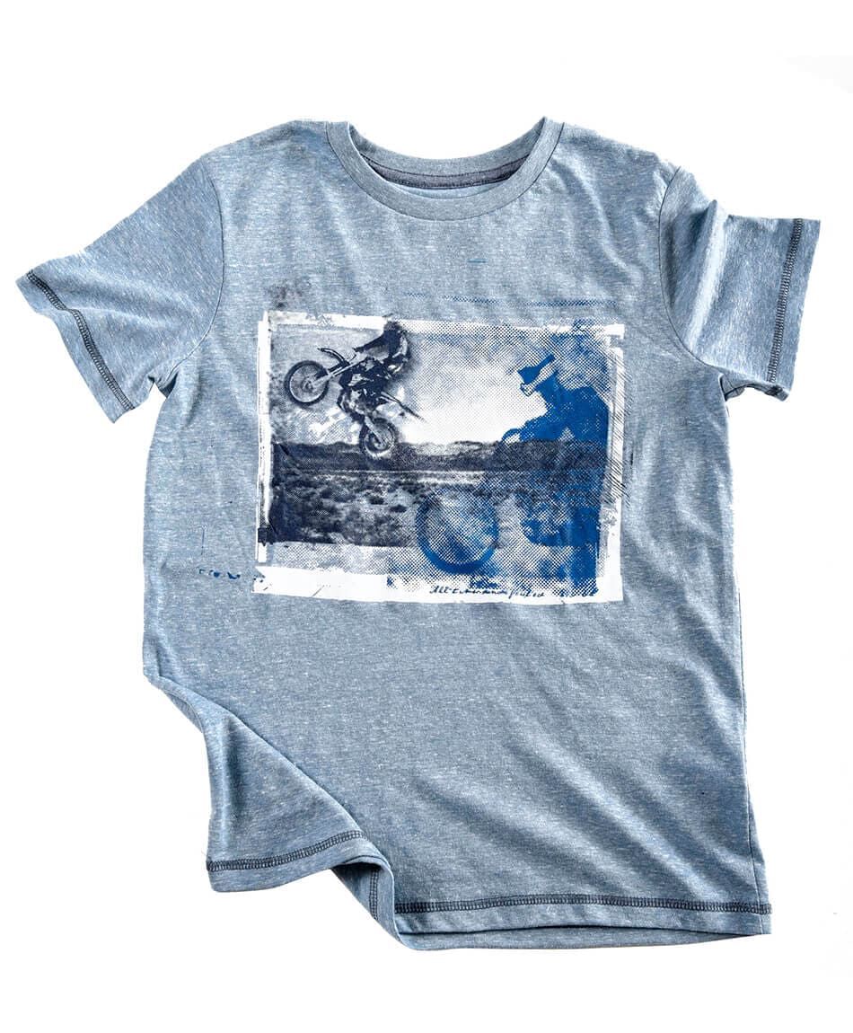 Polera melange estampada