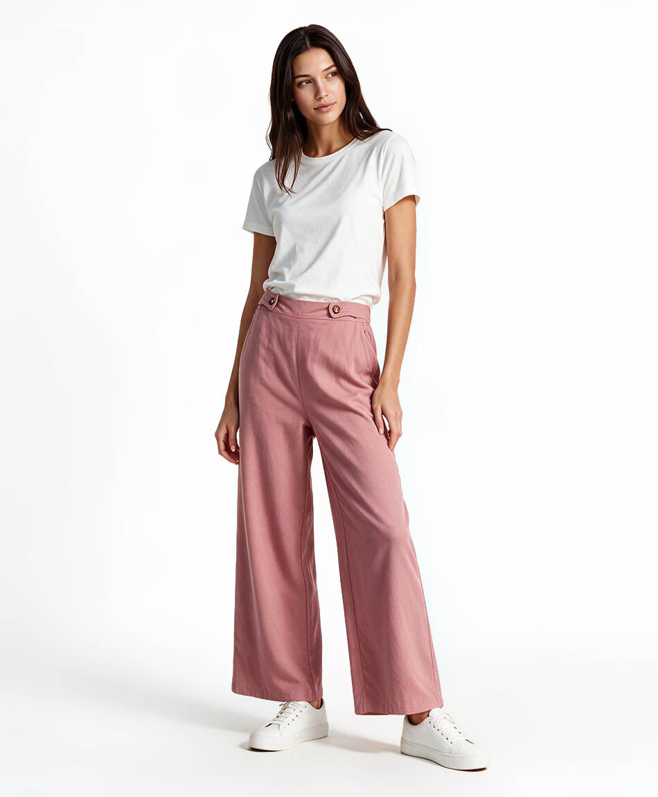 Pantal&oacute;n mujer lino botones