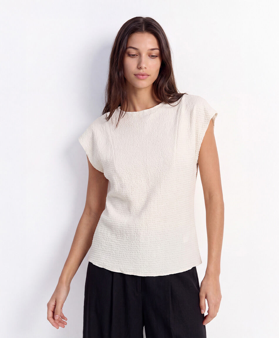 Polera mujer mini cuello textura