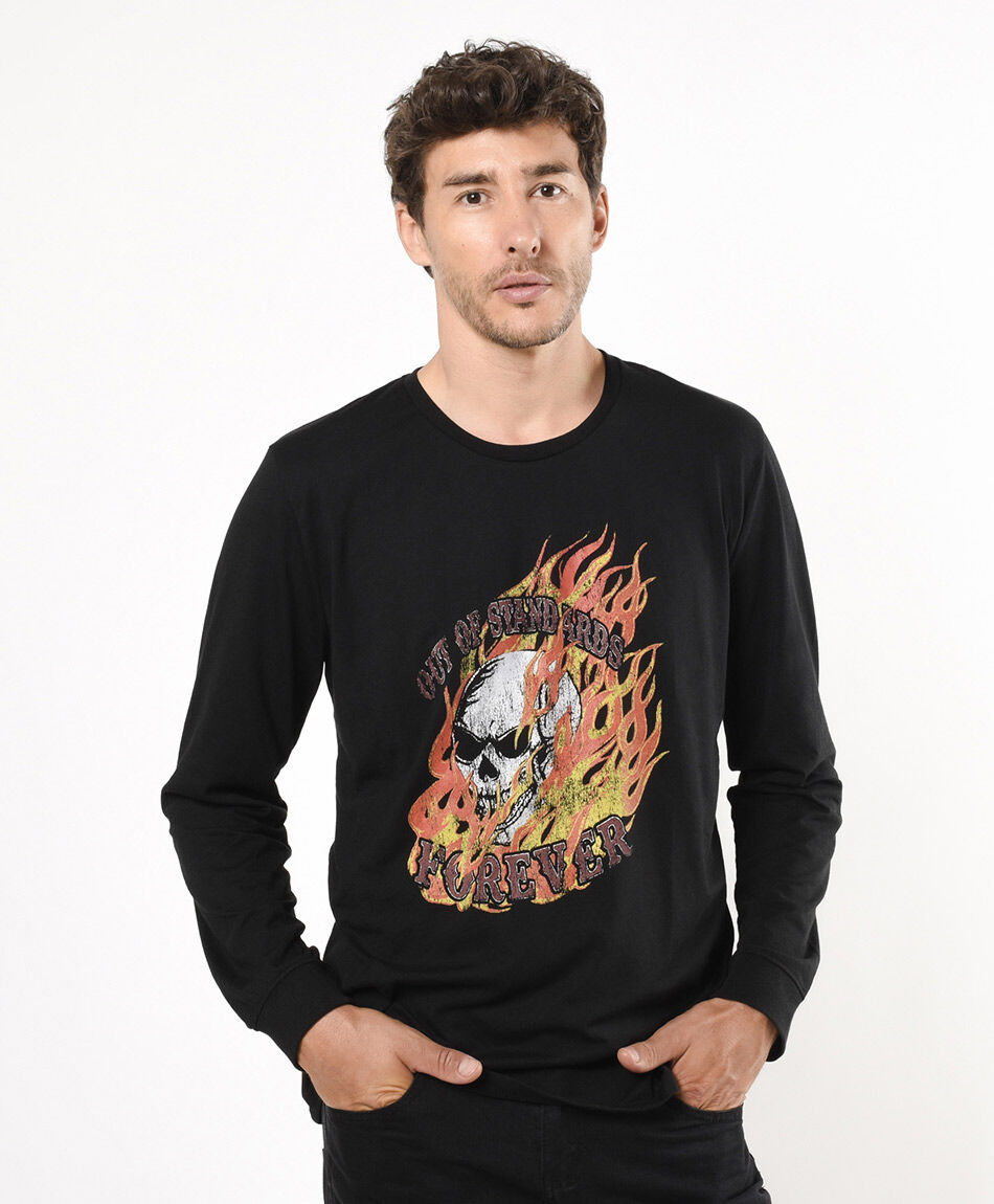 Polera hombre estampado fuego