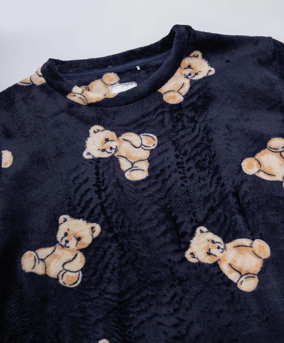 Pijama mujer coral ositos navy