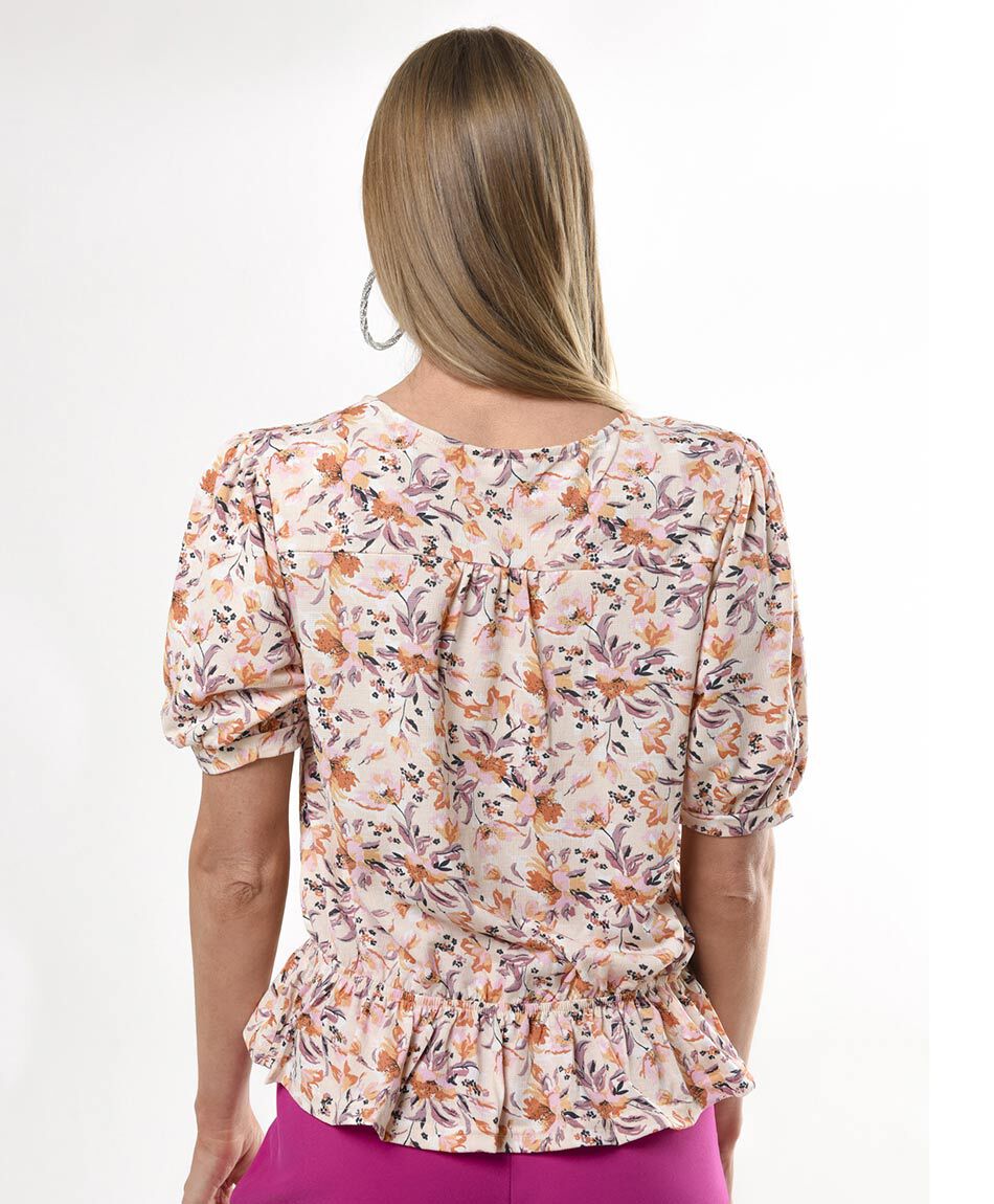 Polera mujer floral lazo