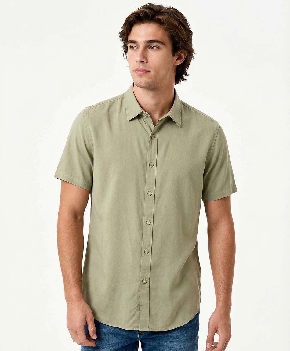 Camisa hombre lisa manga corta