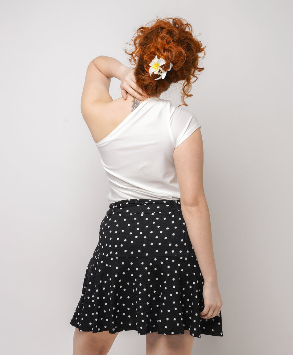 Falda mujer short puntos amarre frontal