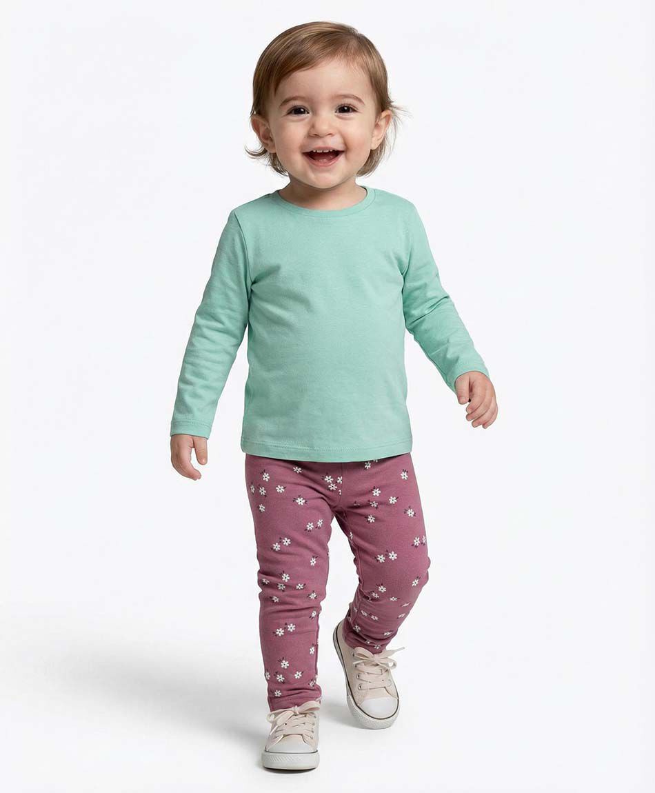 Leggins beb&eacute; forrada florcitas