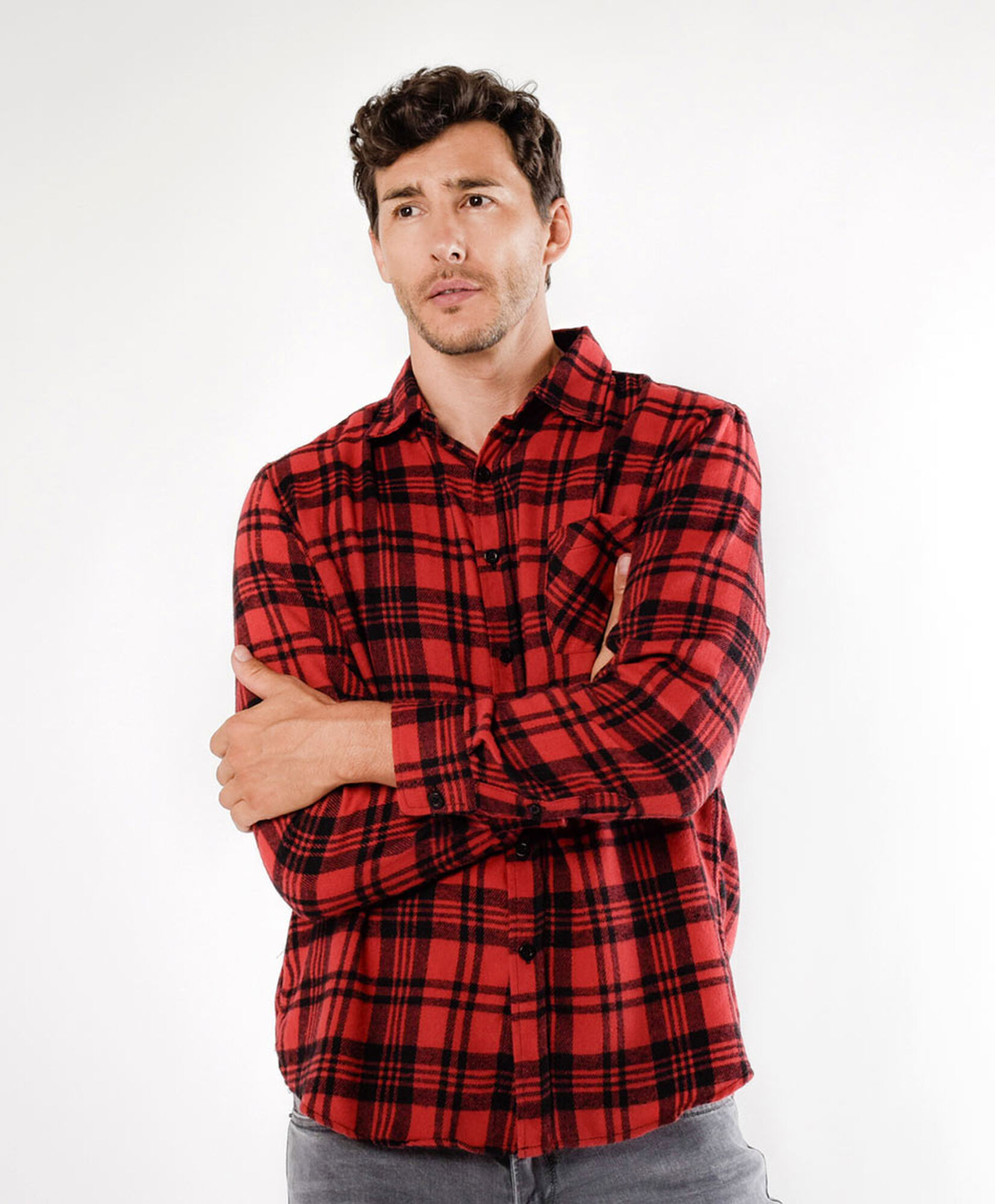 Camisa hombre franela cuadrille rojo Camisa hombre franela cuadrille rojo